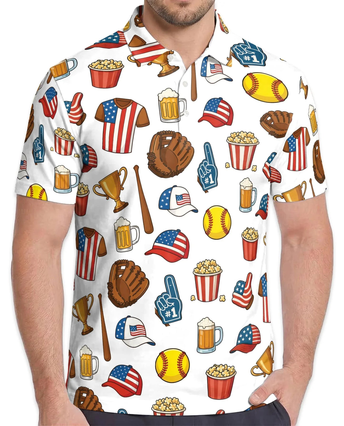Softball USA Polo Shirt for Men, American Sports Style | Azhawaiian