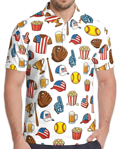 Softball USA Polo Shirt for Men, American Sports Style | Azhawaiian