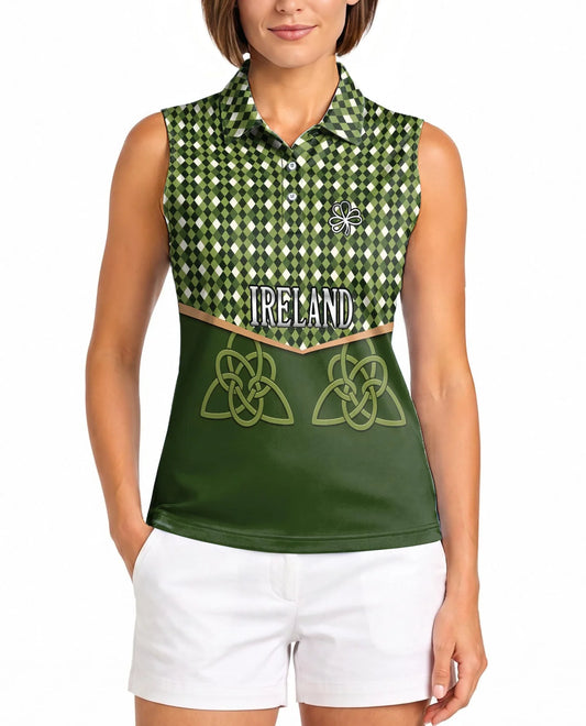 Ireland St. Patrick's Day Sleeveless Polo Shirt for Women | Azhawaiian