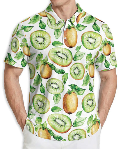 Kiwi Fruit Hawaiian Polo Shirt, Fresh Summer Style | Azhawaiian