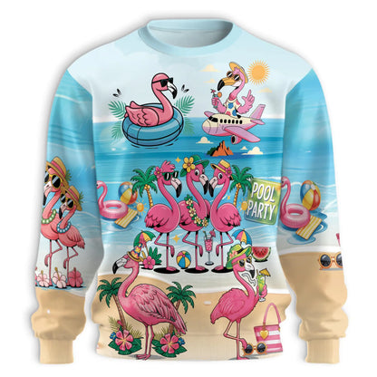 Flamingo Cocktails Beach Sweatshirt – Tropical 3D All Over Print Design
