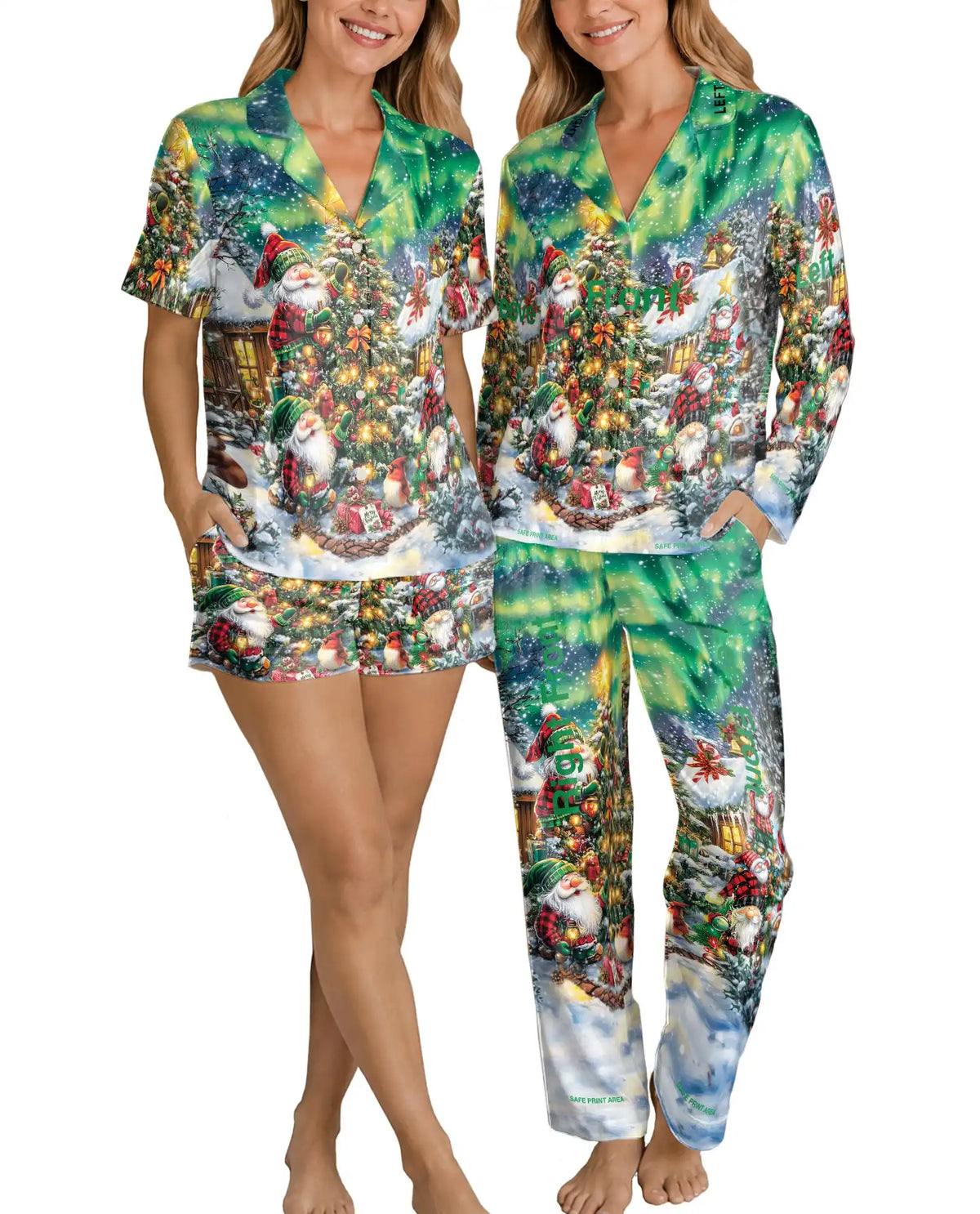 Christmas Gnome Pajama Set for Women, Cozy Winter Holiday Sleepwear