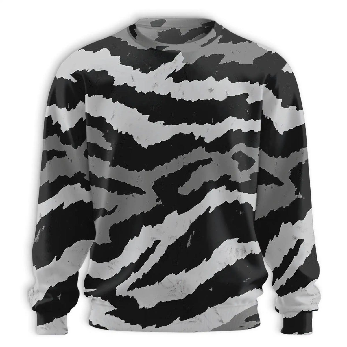 Grey Tiger Stripe Camouflage Sweatshirt – Colorful Graphic 3D All Over Print Design