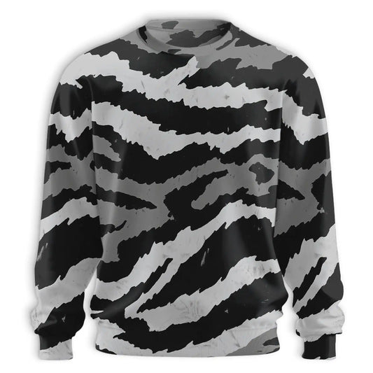 Grey Tiger Stripe Camouflage Sweatshirt – Colorful Graphic 3D All Over Print Design