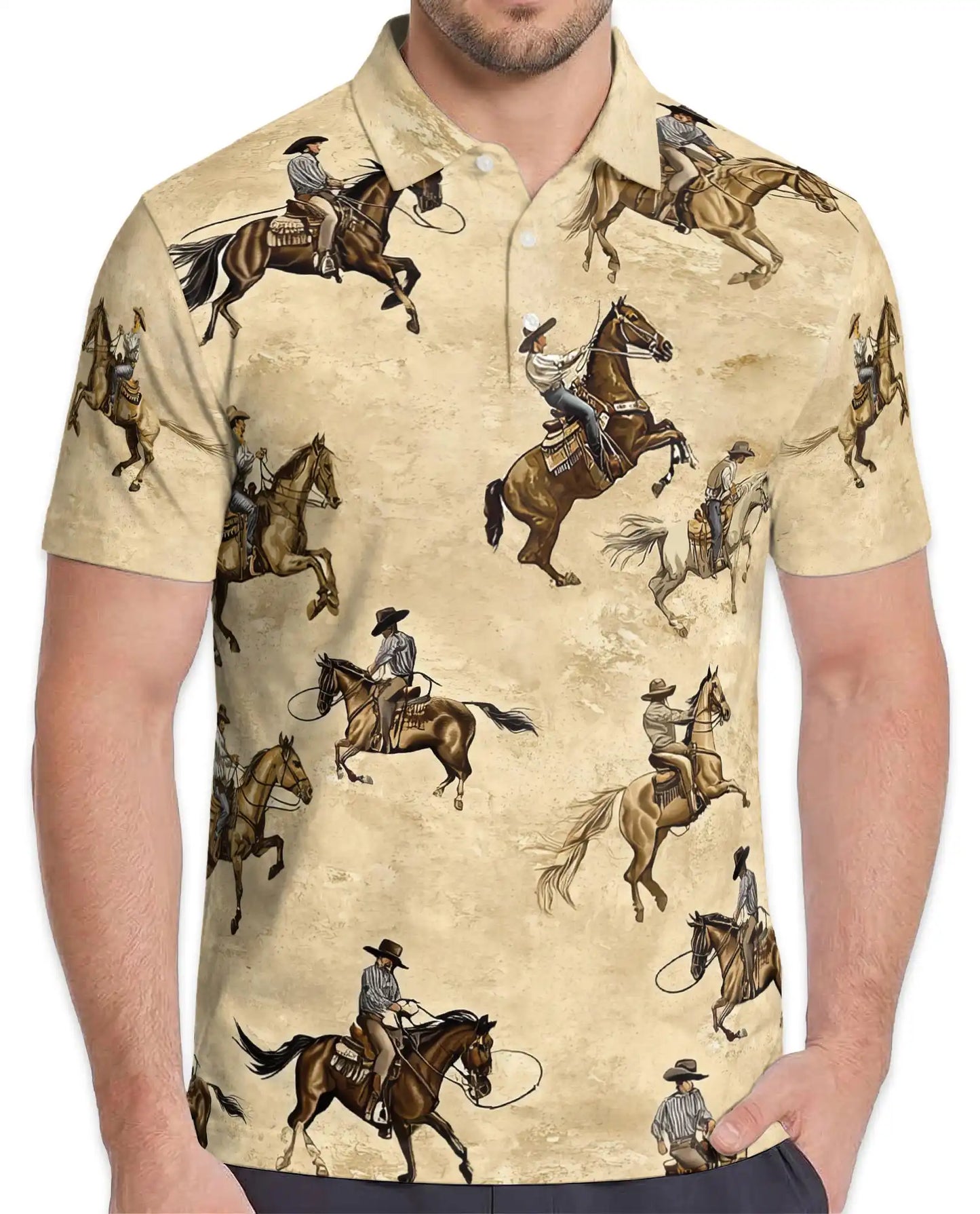 Cowboy Horse Polo Shirt, Western Ranch Style | Azhawaiian