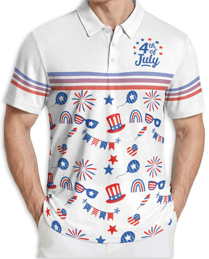 4th Of July Patriotic Celebration Polo Shirt for Men | Azhawaiian