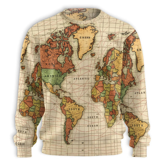 Vintage Earth Cartography Sweatshirt – Vintage 3D All Over Print Design