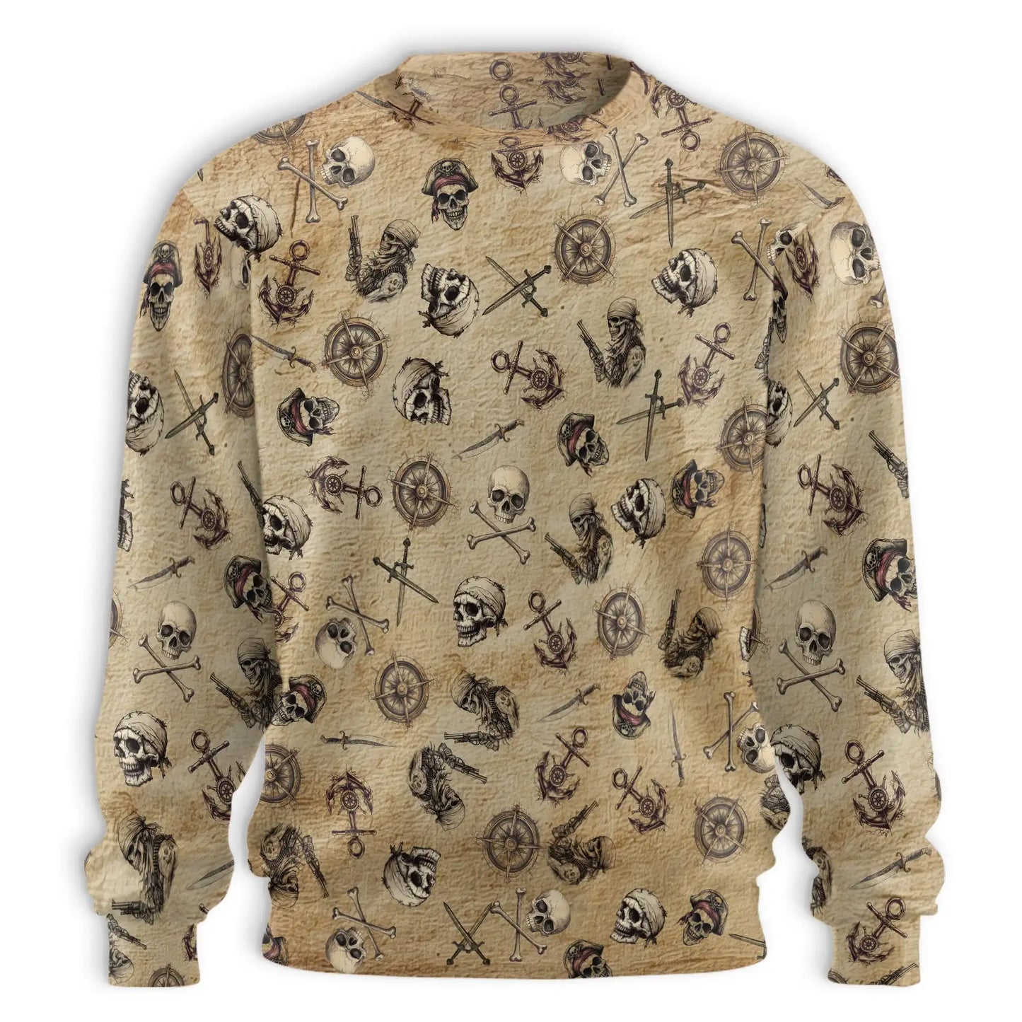 Pirate Skull Print Polyester Sweatshirt – Colorful Graphic 3D All Over Print Design