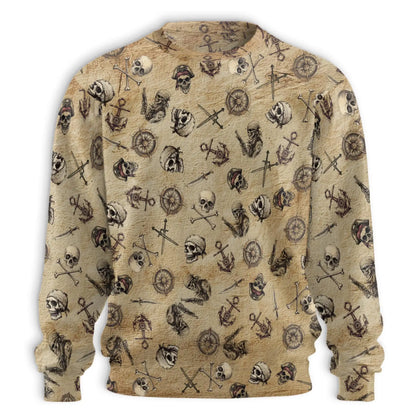 Pirate Skull Print Polyester Sweatshirt – Colorful Graphic 3D All Over Print Design