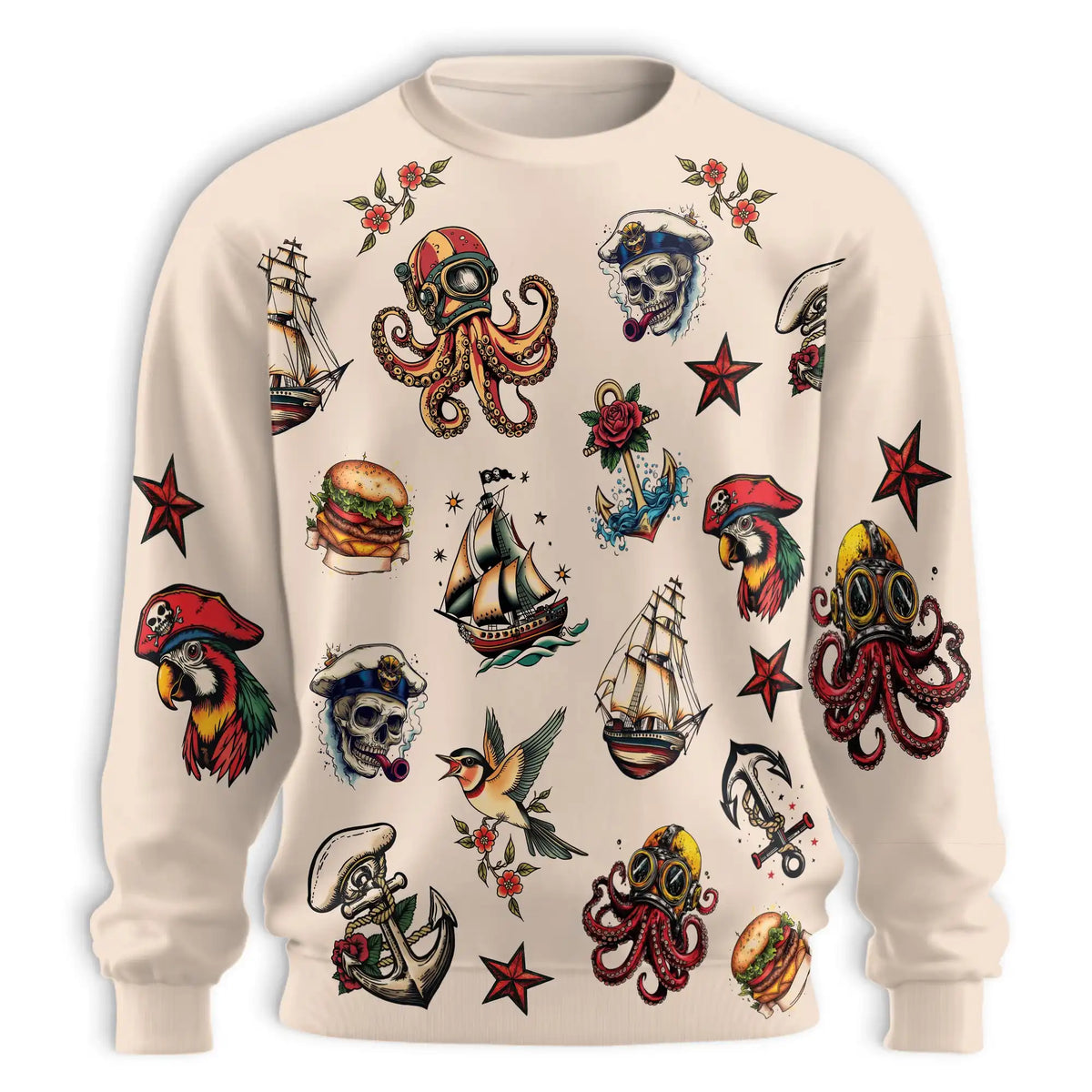 Summer Tattoos Sweatshirt – Colorful Graphic 3D All Over Print Design