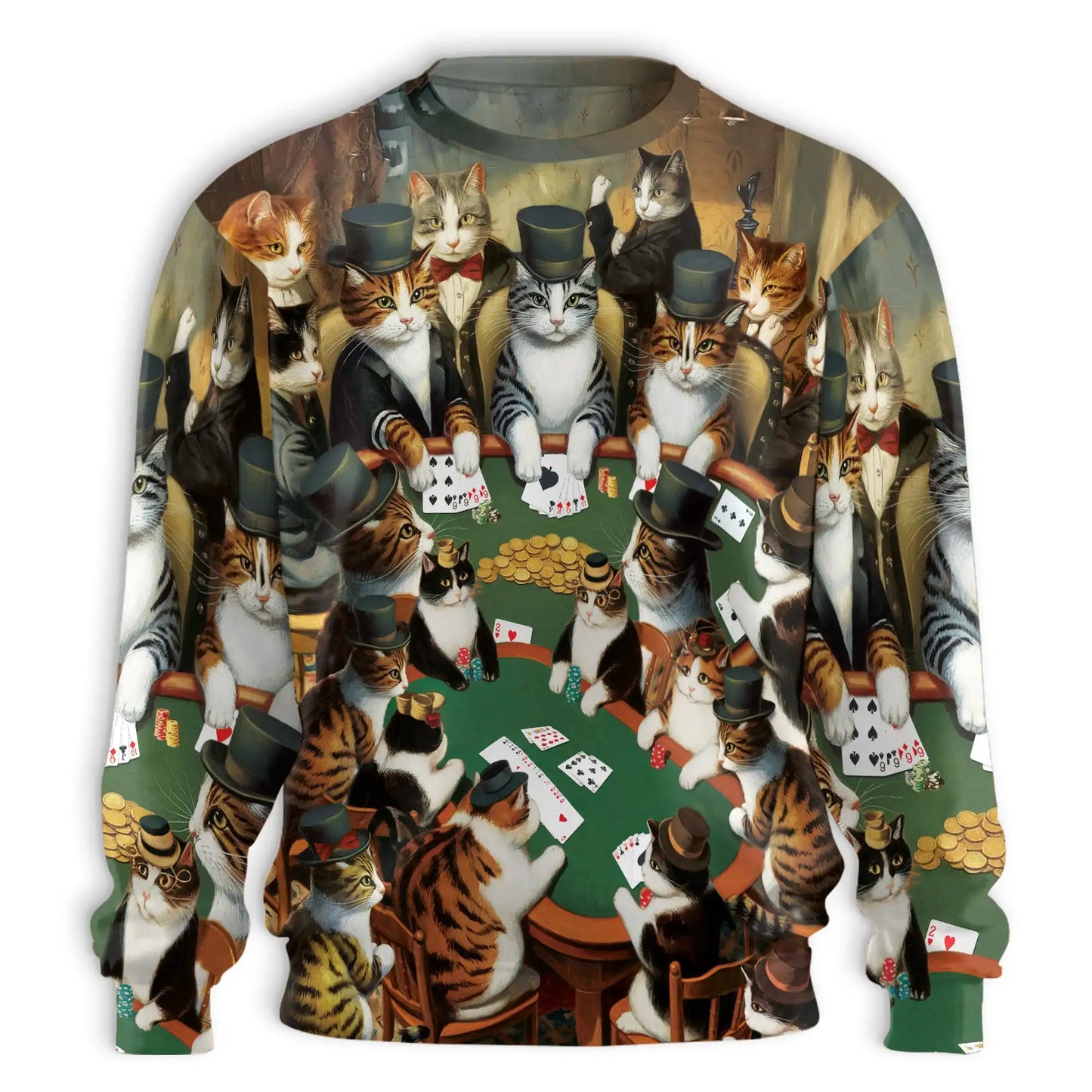 Cats Gambling Card Game Sweatshirt – Colorful Graphic 3D All Over Print Design