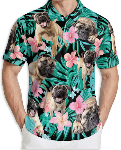 Pug Tropical Floral Polo Shirt | Azhawaiian