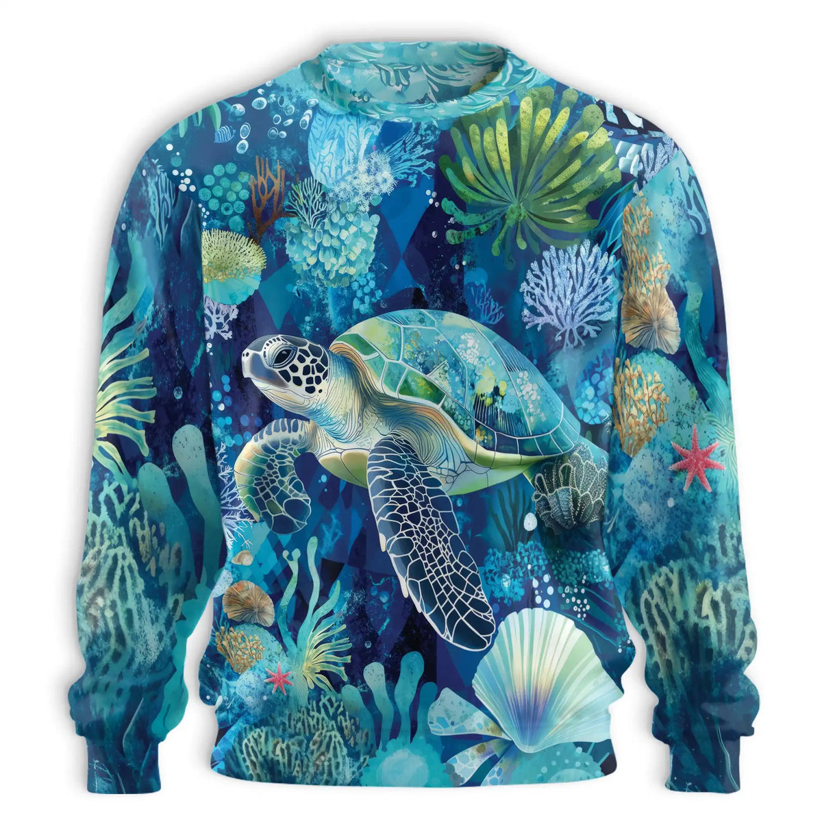 Turtle Coral Sweatshirt – Colorful Graphic 3D All Over Print Design