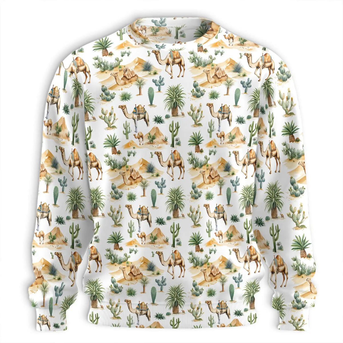 Camel and Cactus Desert Sweatshirt – Colorful Graphic 3D All Over Print Design