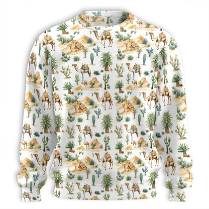 Camel and Cactus Desert Sweatshirt – Colorful Graphic 3D All Over Print Design