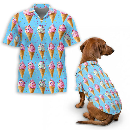 Ice Cream Matching Dog Owner Hawaiian Shirts, Funny Pet Aloha Shirt for Beach Vacation - Azhawaiian