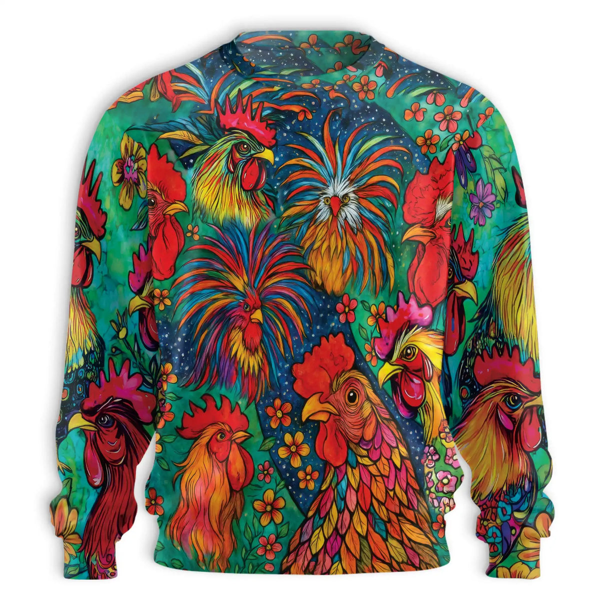 Colorful Chicken Farm Summer Sweatshirt – Colorful Graphic 3D All Over Print Design
