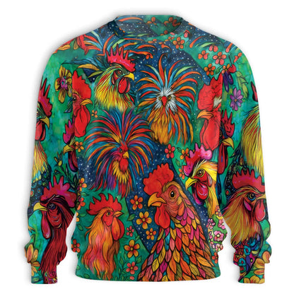 Colorful Chicken Farm Summer Sweatshirt – Colorful Graphic 3D All Over Print Design