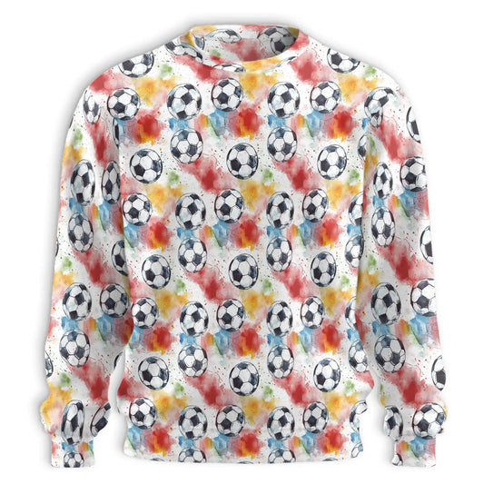 Soccer Ball Themed Print Sweatshirt – Colorful Graphic 3D All Over Print Design