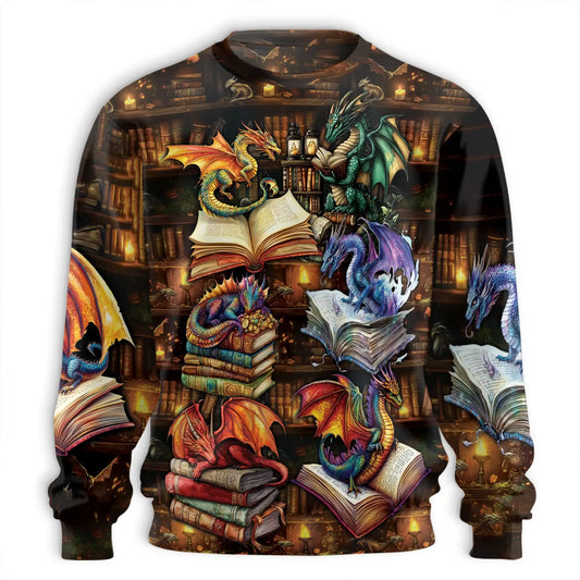Dragon Book Sweatshirt – Colorful Graphic 3D All Over Print Design