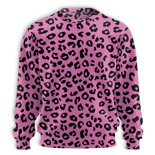 Pink Leopard Print Sweatshirt – Colorful Graphic 3D All Over Print Design