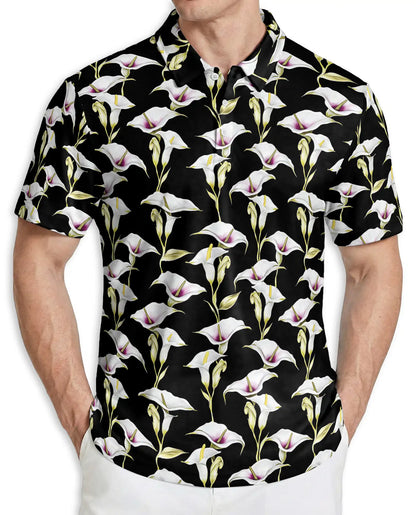 Calla Lily Polo Shirt, Elegant Floral Style | Azhawaiian