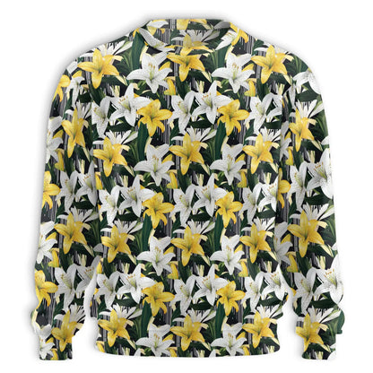 Lily Flower Pattern Sweatshirt – Colorful Graphic 3D All Over Print Design
