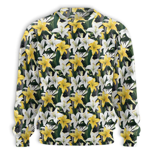 Lily Flower Pattern Sweatshirt – Colorful Graphic 3D All Over Print Design