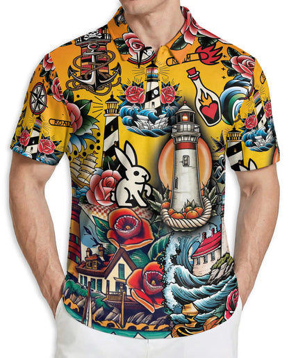 Tattoo Lighthouse Polo Shirt | Azhawaiian