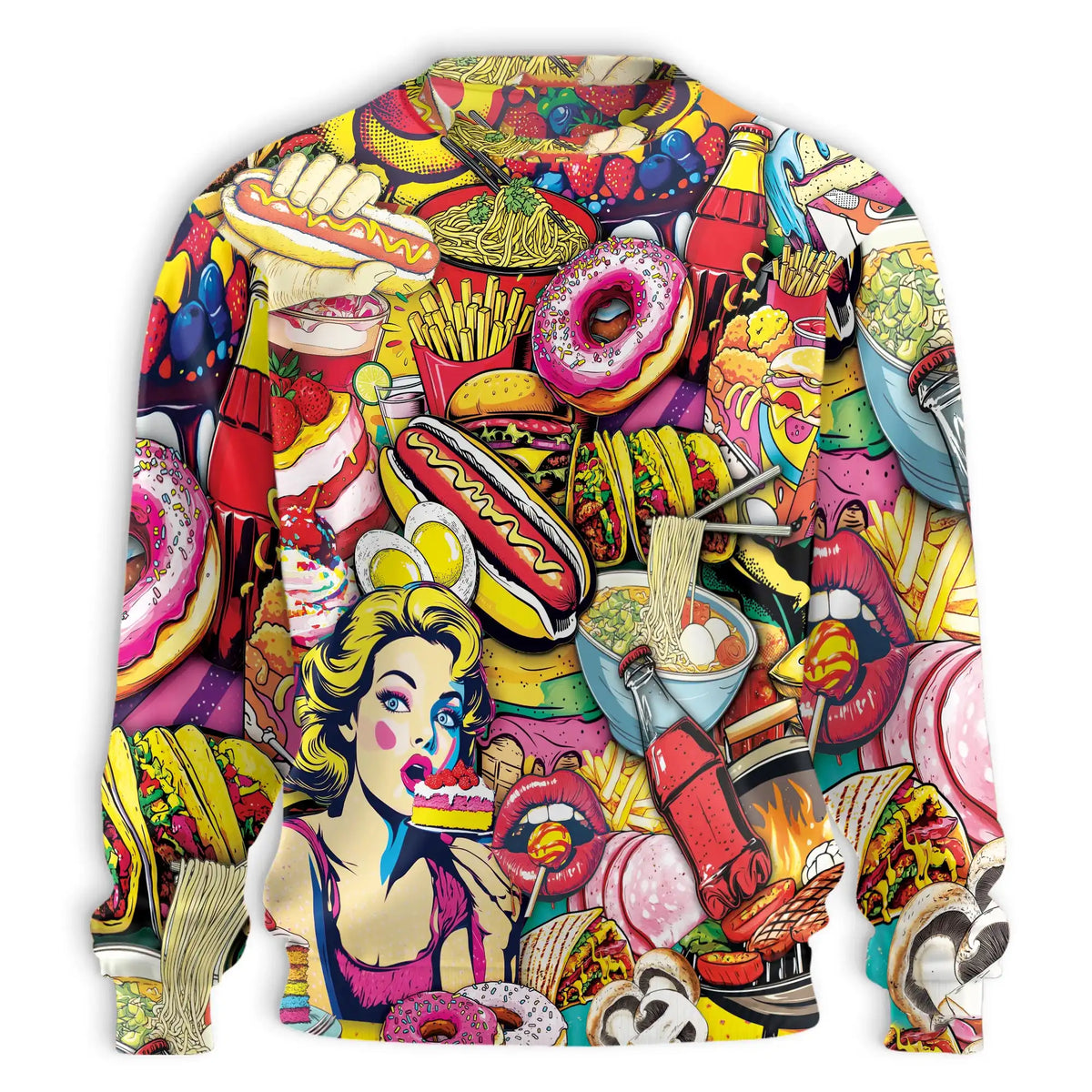 Fast Food Sweatshirt – Colorful Graphic 3D All Over Print Design