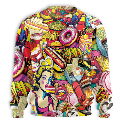 Fast Food Sweatshirt – Colorful Graphic 3D All Over Print Design