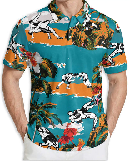 Wrestling Tropical Polo Shirt | Azhawaiian