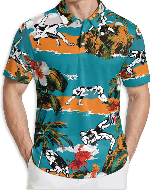 Wrestling Tropical Polo Shirt | Azhawaiian