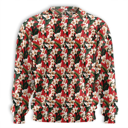 Red Orchid Ginger Sweatshirt – Tropical 3D All Over Print Design