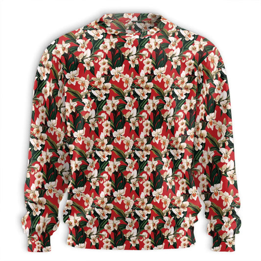 Red Orchid Ginger Sweatshirt – Tropical 3D All Over Print Design
