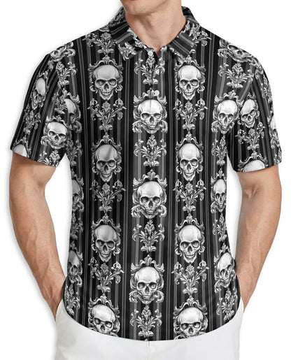 Skull Gothic Pattern Polo Shirt | Azhawaiian