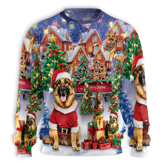 German Shepherd Merry Xmas Sweatshirt – Christmas 3D All Over Print Design
