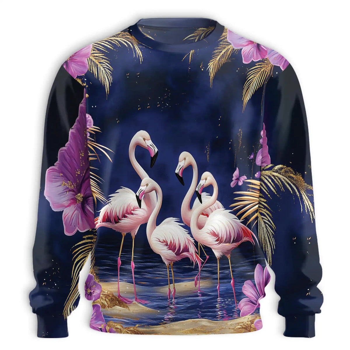 Flamingo Night Sweatshirt – Tropical 3D All Over Print Design