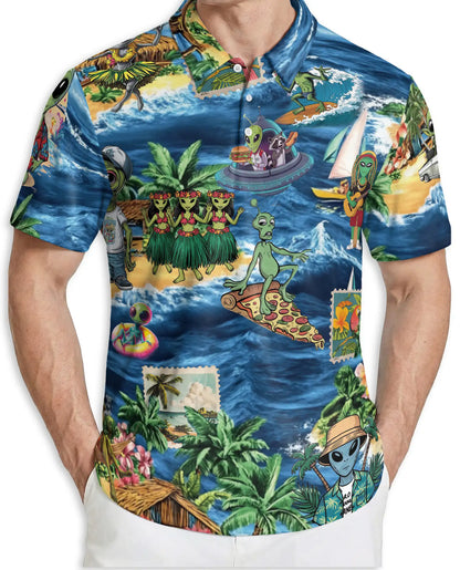 Alien Tropical Beach Polo Shirt | Azhawaiian