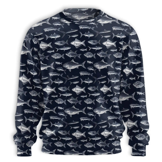 Blue Fish Pattern Sweatshirt – Colorful Graphic 3D All Over Print Design