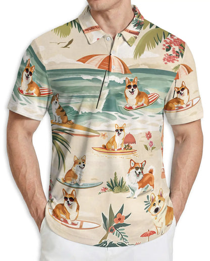 Corgi Hawaiian Polo Shirt | Azhawaiian