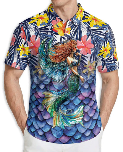 Mermaid Hawaiian Polo Shirt, Tropical Ocean Style | Azhawaiian