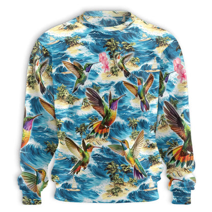 Tropical Beach Waves Hummingbird Sweatshirt – Tropical 3D All Over Print Design