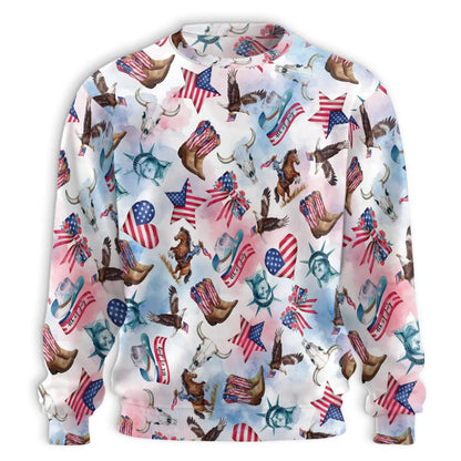 Cowboy 4th of July Pattern Sweatshirt – Colorful Graphic 3D All Over Print Design