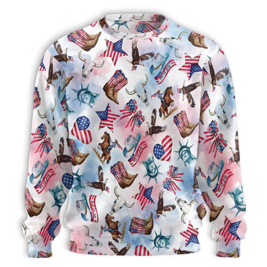 Cowboy 4th of July Pattern Sweatshirt – Colorful Graphic 3D All Over Print Design