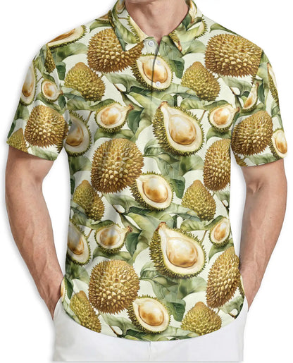 Durian Polo Shirt, Tropical Fruit Print | Azhawaiian