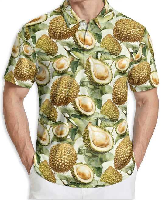 Durian Polo Shirt, Tropical Fruit Print | Azhawaiian