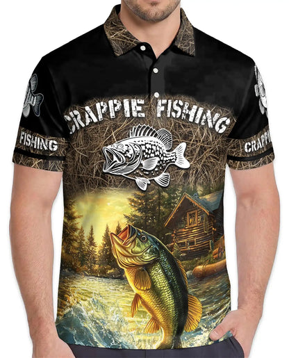 Crappie Fishing Polo Shirt - Lake Cabin Angler Style | Azhawaiian