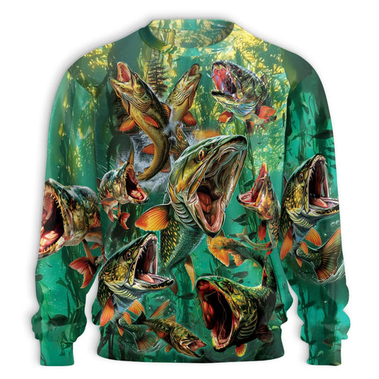 Musky Fishing Sweatshirt – Colorful Graphic 3D All Over Print Design