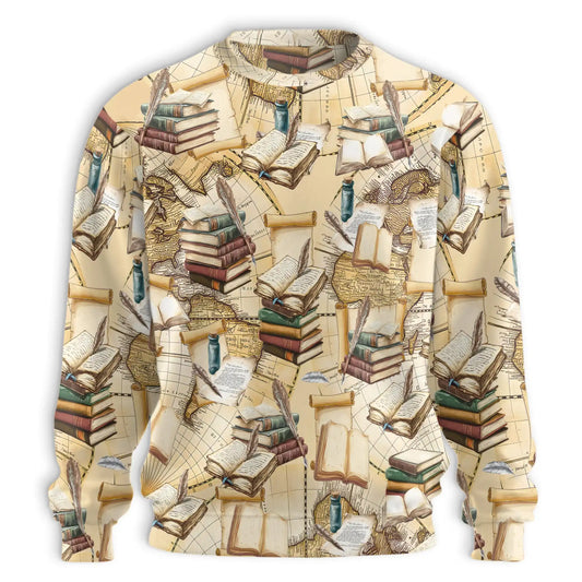 Vintage Book Sweatshirt – Vintage 3D All Over Print Design